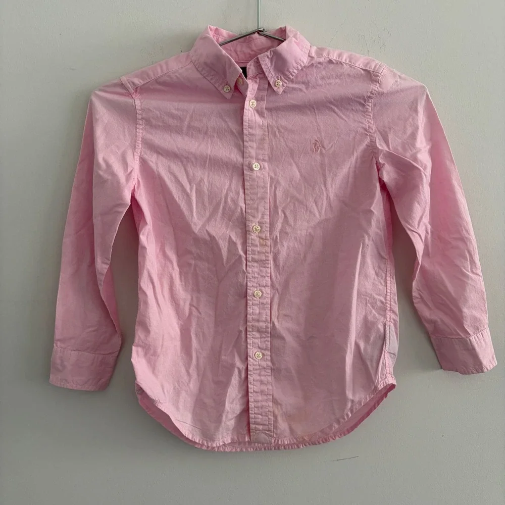 Ralph Lauren Kids Pink Long Sleeve Button Down Shirt Size 6